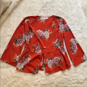 Orange Floral Blouse
